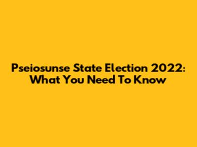 Pseiosunse State Election 2022: What You Need To Know