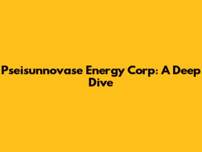 Pseisunnovase Energy Corp: A Deep Dive