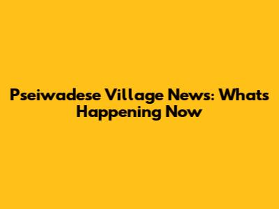 Pseiwadese Village News: What's Happening Now