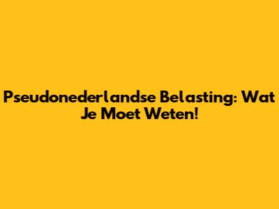 Pseudonederlandse Belasting: Wat Je Moet Weten!