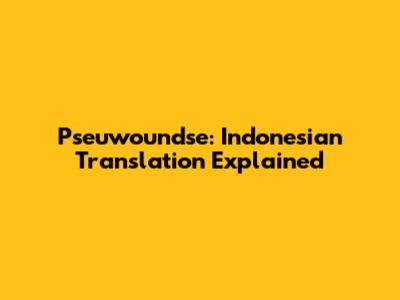 Pseuwoundse: Indonesian Translation Explained