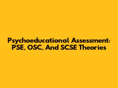 Psychoeducational Assessment: PSE, OSC, And SCSE Theories