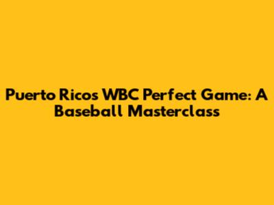 Puerto Rico's WBC Perfect Game: A Baseball Masterclass