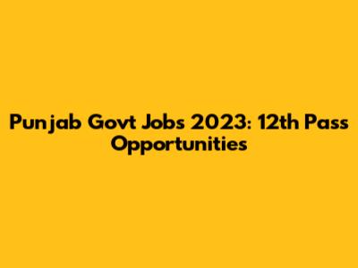 Punjab Govt Jobs 2023: 12th Pass Opportunities