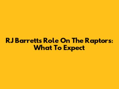 RJ Barrett's Role On The Raptors: What To Expect