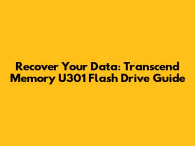 Recover Your Data: Transcend Memory U301 Flash Drive Guide