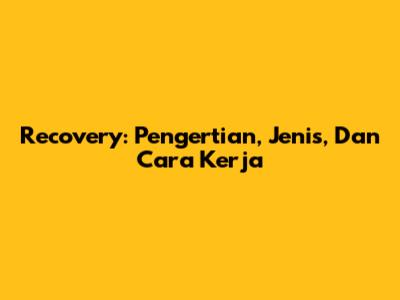 Recovery: Pengertian, Jenis, Dan Cara Kerja