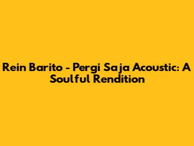 Rein Barito - Pergi Saja Acoustic: A Soulful Rendition