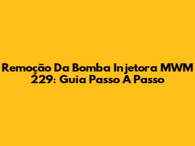 Remoção Da Bomba Injetora MWM 229: Guia Passo A Passo