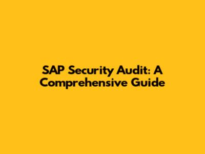 SAP Security Audit: A Comprehensive Guide