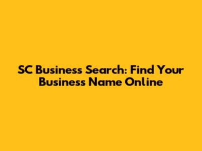 SC Business Search: Find Your Business Name Online