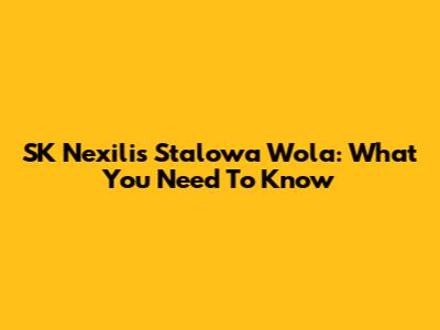 SK Nexilis Stalowa Wola: What You Need To Know