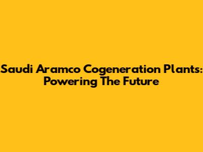 Saudi Aramco Cogeneration Plants: Powering The Future
