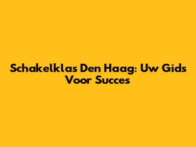 Schakelklas Den Haag: Uw Gids Voor Succes