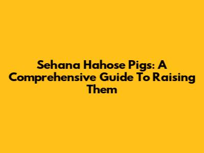 Sehana Hahose Pigs: A Comprehensive Guide To Raising Them