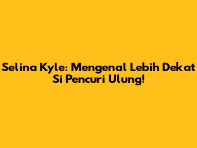 Selina Kyle: Mengenal Lebih Dekat Si Pencuri Ulung!