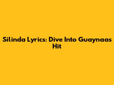 Silinda Lyrics: Dive Into Guaynaa's Hit