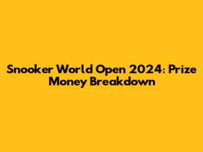 Snooker World Open 2024: Prize Money Breakdown