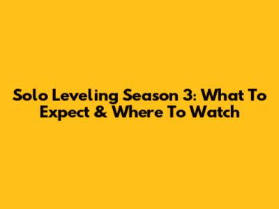 Solo Leveling Season 3: What To Expect & Where To Watch