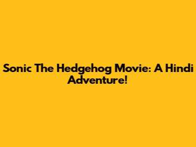Sonic The Hedgehog Movie: A Hindi Adventure!