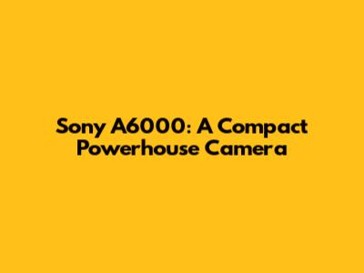 Sony A6000: A Compact Powerhouse Camera