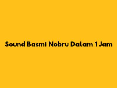 Sound Basmi Nobru Dalam 1 Jam