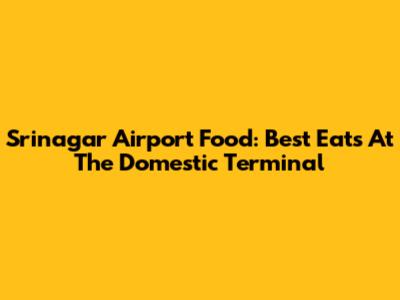 Srinagar Airport Food: Best Eats At The Domestic Terminal