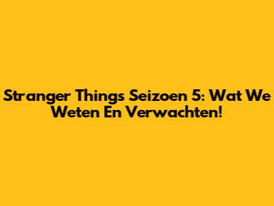 Stranger Things Seizoen 5: Wat We Weten En Verwachten!
