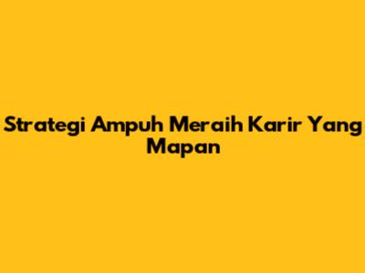 Strategi Ampuh Meraih Karir Yang Mapan