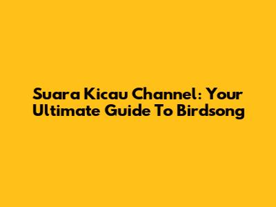 Suara Kicau Channel: Your Ultimate Guide To Birdsong