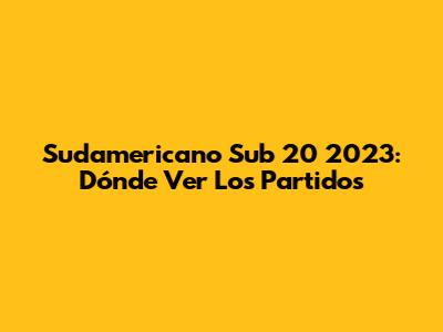 Sudamericano Sub 20 2023: Dónde Ver Los Partidos