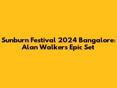 Sunburn Festival 2024 Bangalore: Alan Walker's Epic Set