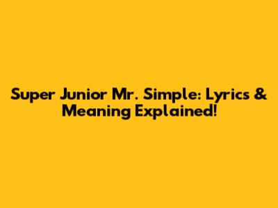 Super Junior Mr. Simple: Lyrics & Meaning Explained!