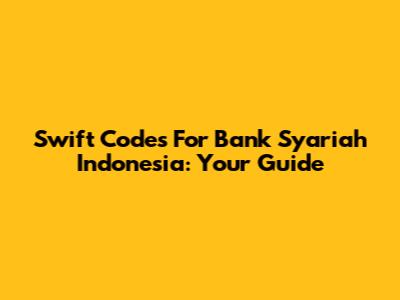 Swift Codes For Bank Syariah Indonesia: Your Guide