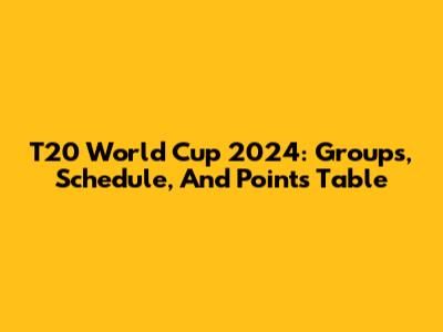 T20 World Cup 2024: Groups, Schedule, And Points Table