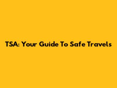 TSA: Your Guide To Safe Travels