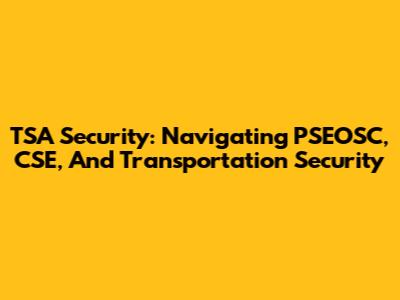 TSA Security: Navigating PSEOSC, CSE, And Transportation Security