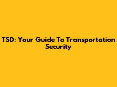 TSD: Your Guide To Transportation Security