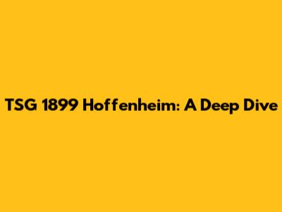 TSG 1899 Hoffenheim: A Deep Dive