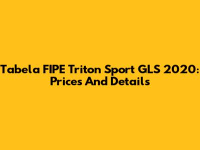 Tabela FIPE Triton Sport GLS 2020: Prices And Details