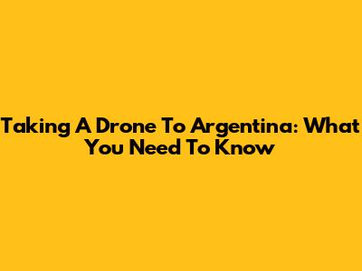 Taking A Drone To Argentina: What You Need To Know