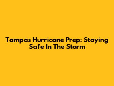 Tampa's Hurricane Prep: Staying Safe In The Storm