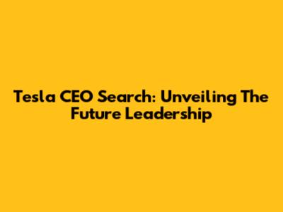 Tesla CEO Search: Unveiling The Future Leadership