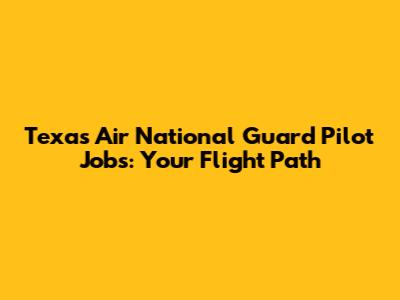 Texas Air National Guard Pilot Jobs: Your Flight Path