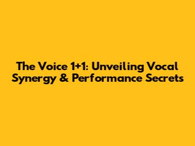 The Voice 1+1: Unveiling Vocal Synergy & Performance Secrets