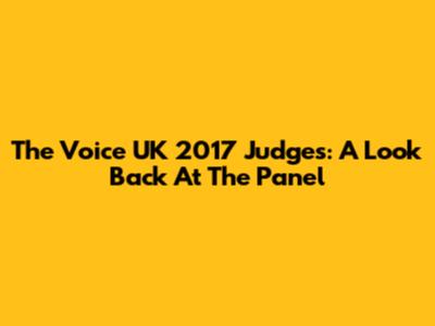 The Voice UK 2017 Judges: A Look Back At The Panel