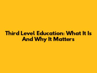 Third Level Education: What It Is And Why It Matters