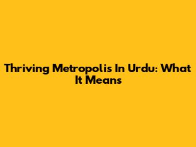Thriving Metropolis In Urdu: What It Means