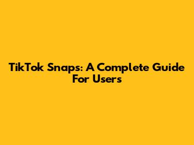 TikTok Snaps: A Complete Guide For Users