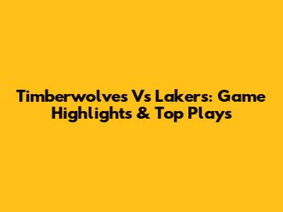 Timberwolves Vs Lakers: Game Highlights & Top Plays